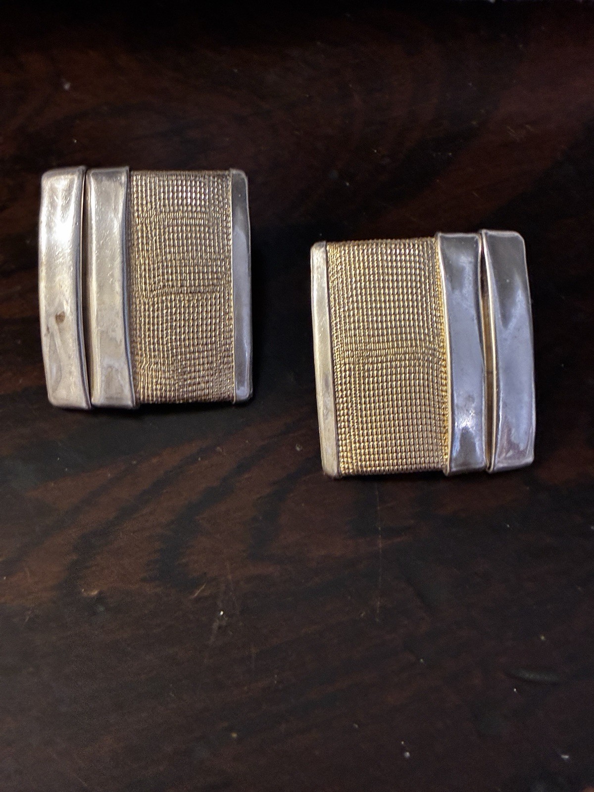 Huge 18K Gold & Sterling Silver Earrings Designer Signed BTP 22.9 Grams