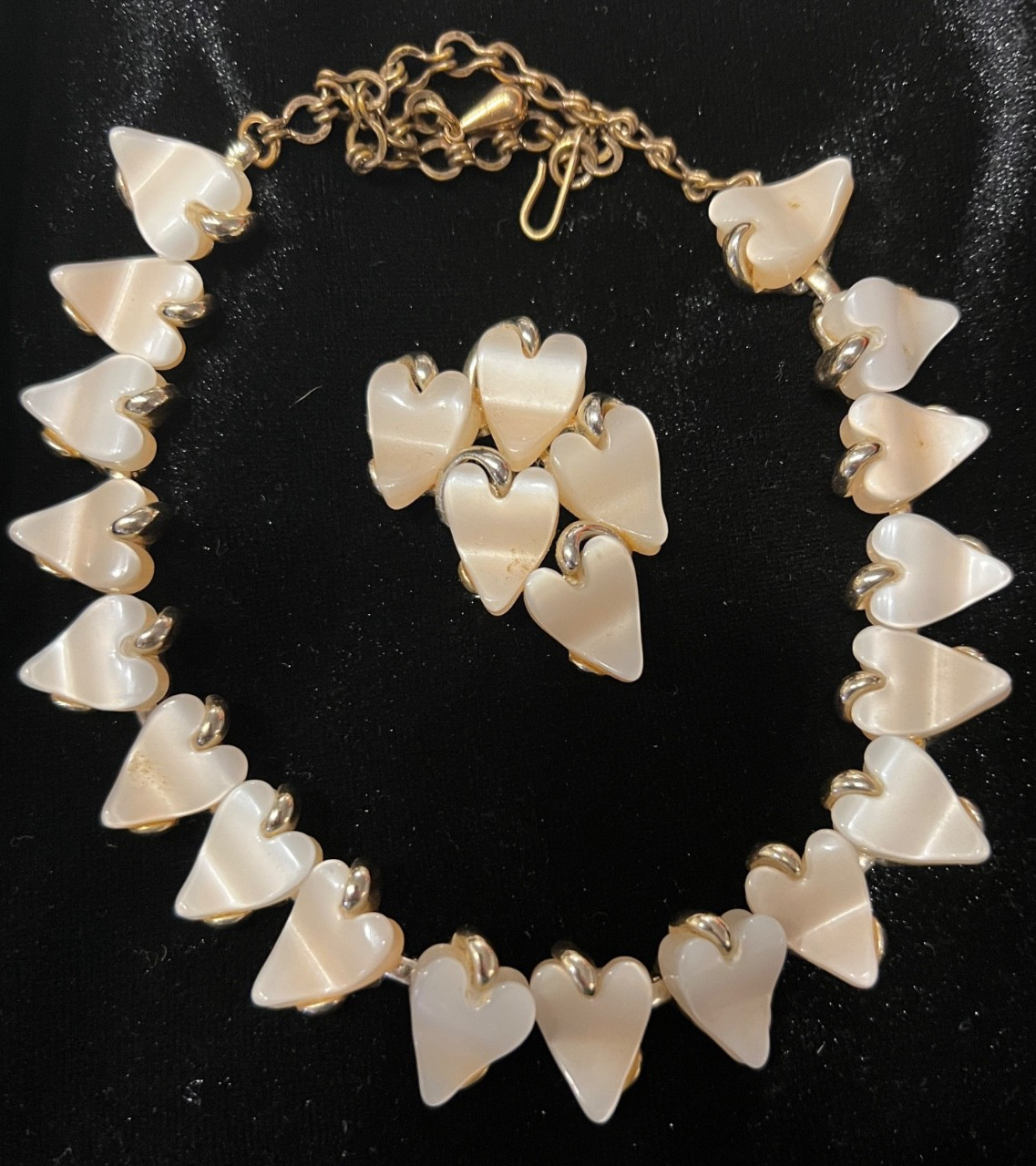 Vintage Heart Shaped Thermoset Choker and Brooch or Pin Signed