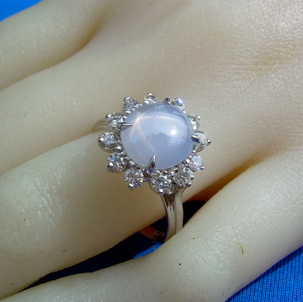 Original EARTH MINED STAR SAPPHIRE DIAMOND Deco Engagement Ring Diana Solitaire