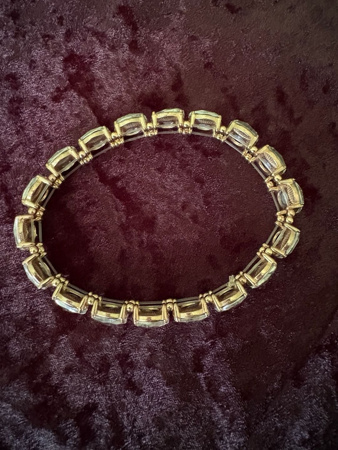 Vintage Gold Tone Clear Crystal Tennis Bracelet