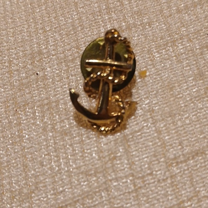 Gold Tone Nautical Anchor Lapel Pin / Tie Tack, No Stone, Unisex Adults