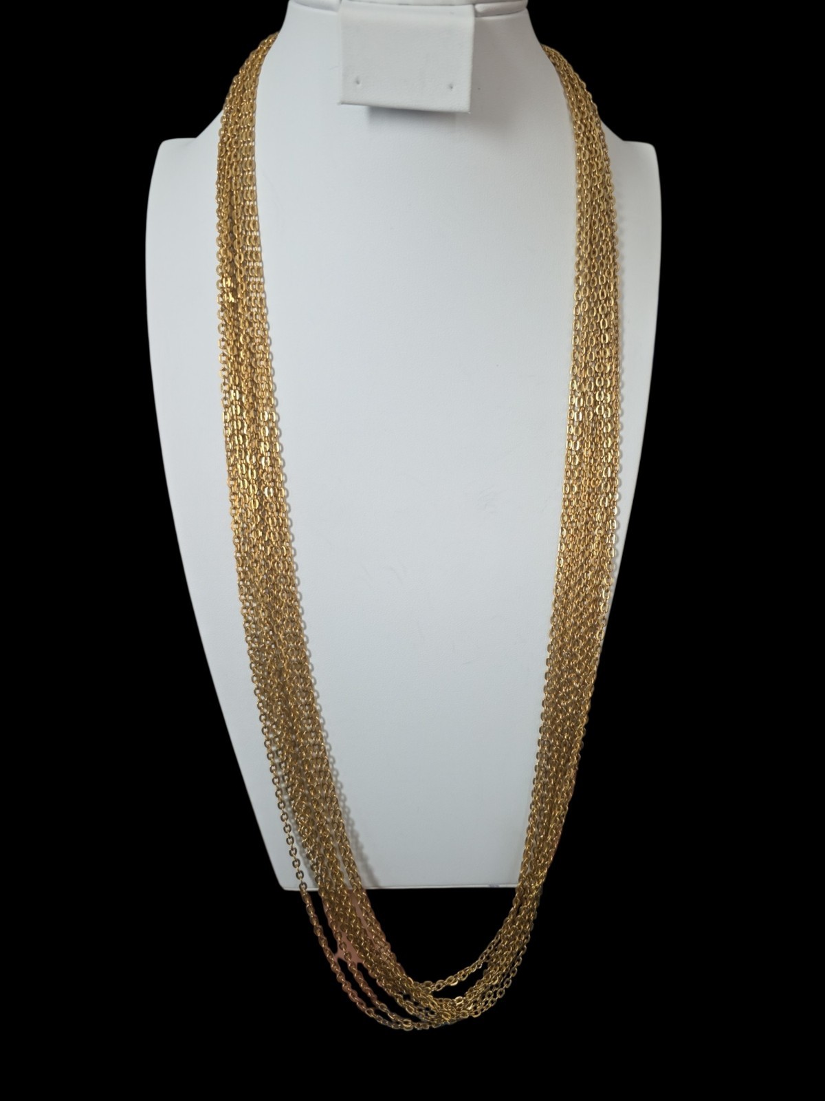 Vintage Goldtone 10 Chain Statement Necklace