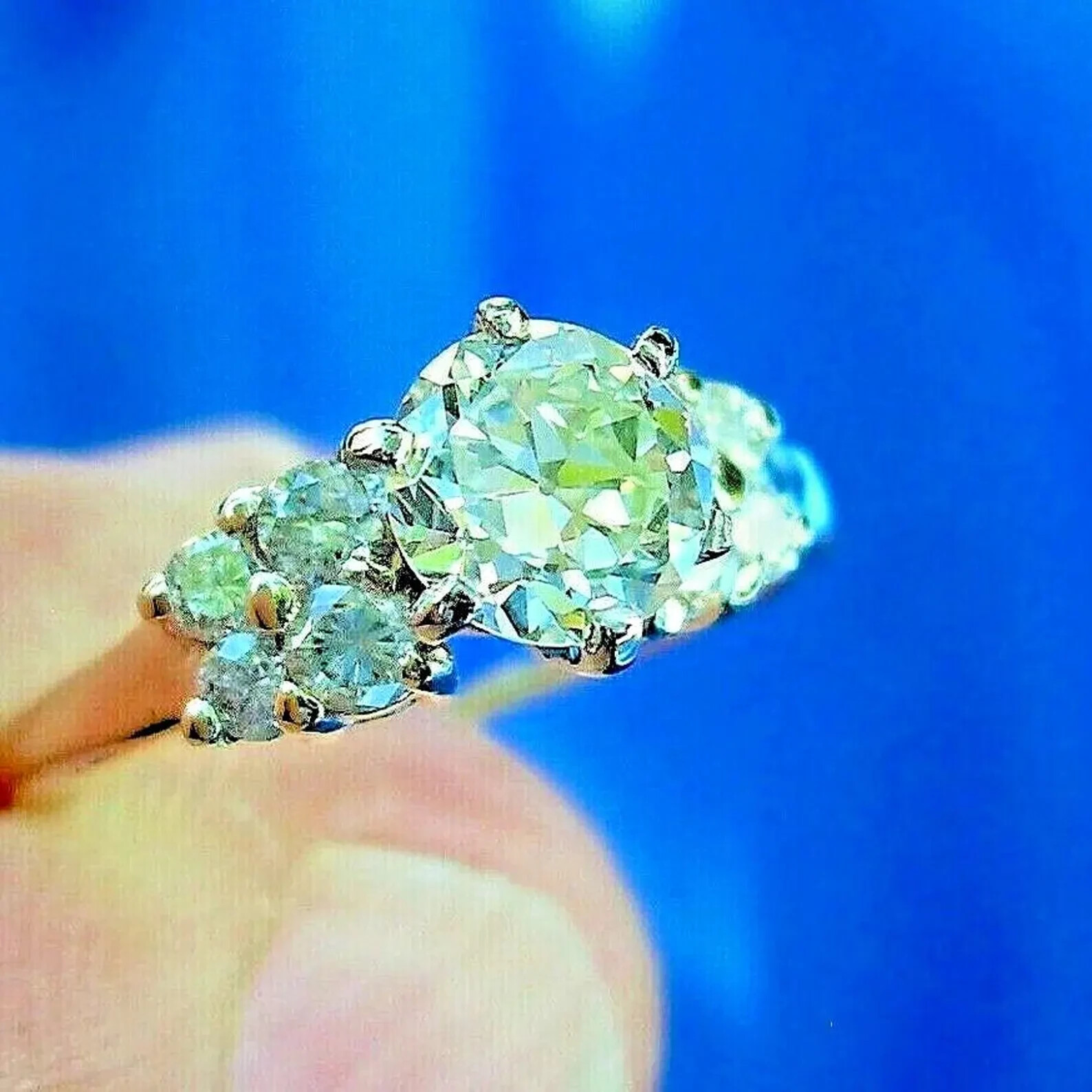 Original EARTH MINED DIAMOND Deco Engagement Ring 14K GOLD Vintage Solitaire S 6