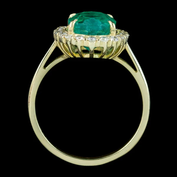 4.40 Ct Natural Emerald Art Deco Vintage Engagement Ring 14K Yellow Gold Over