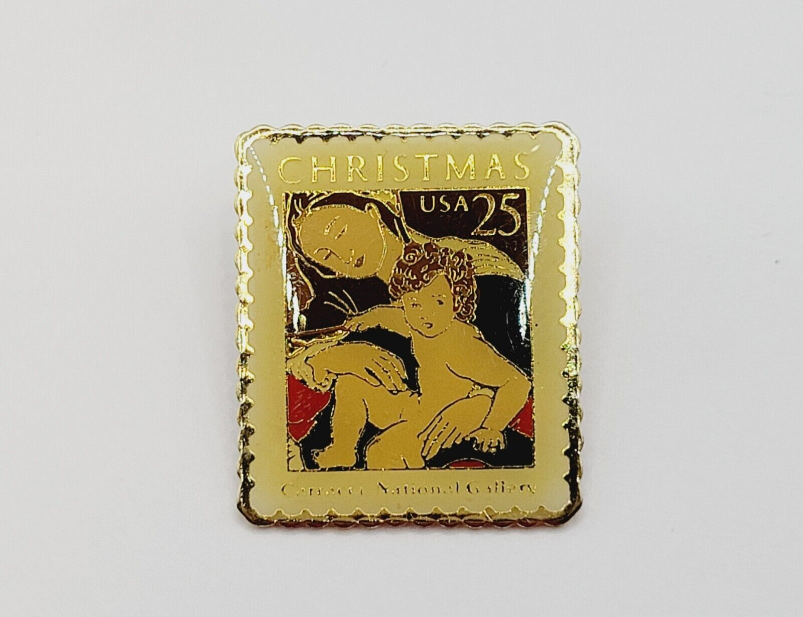 Madonna Child by Carracci USPS Stamp Small Metal Enamel Lapel Scatter Brooch Pin