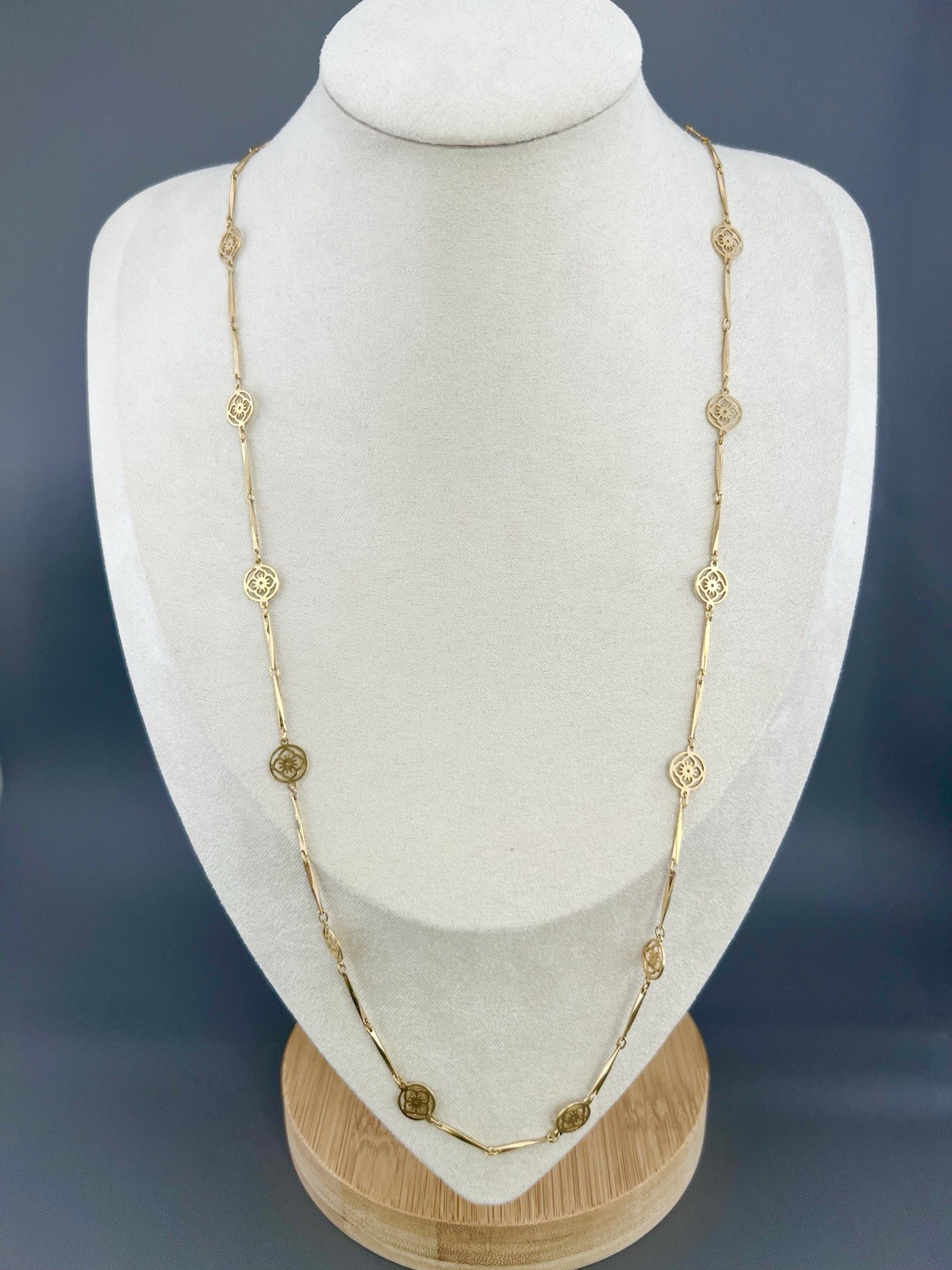 Vintage Avon Necklace Bracelet Set Filigree Flower Lace Bar Link Gold Tone