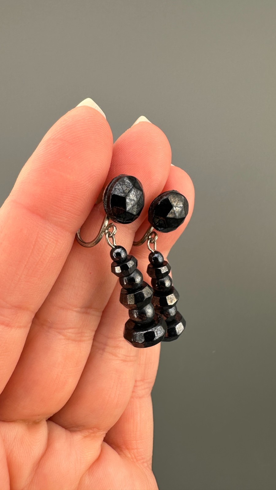 Vintage Earrings Lot Sterling Silver Gemstone Crystal Screw Back Blue Hematite