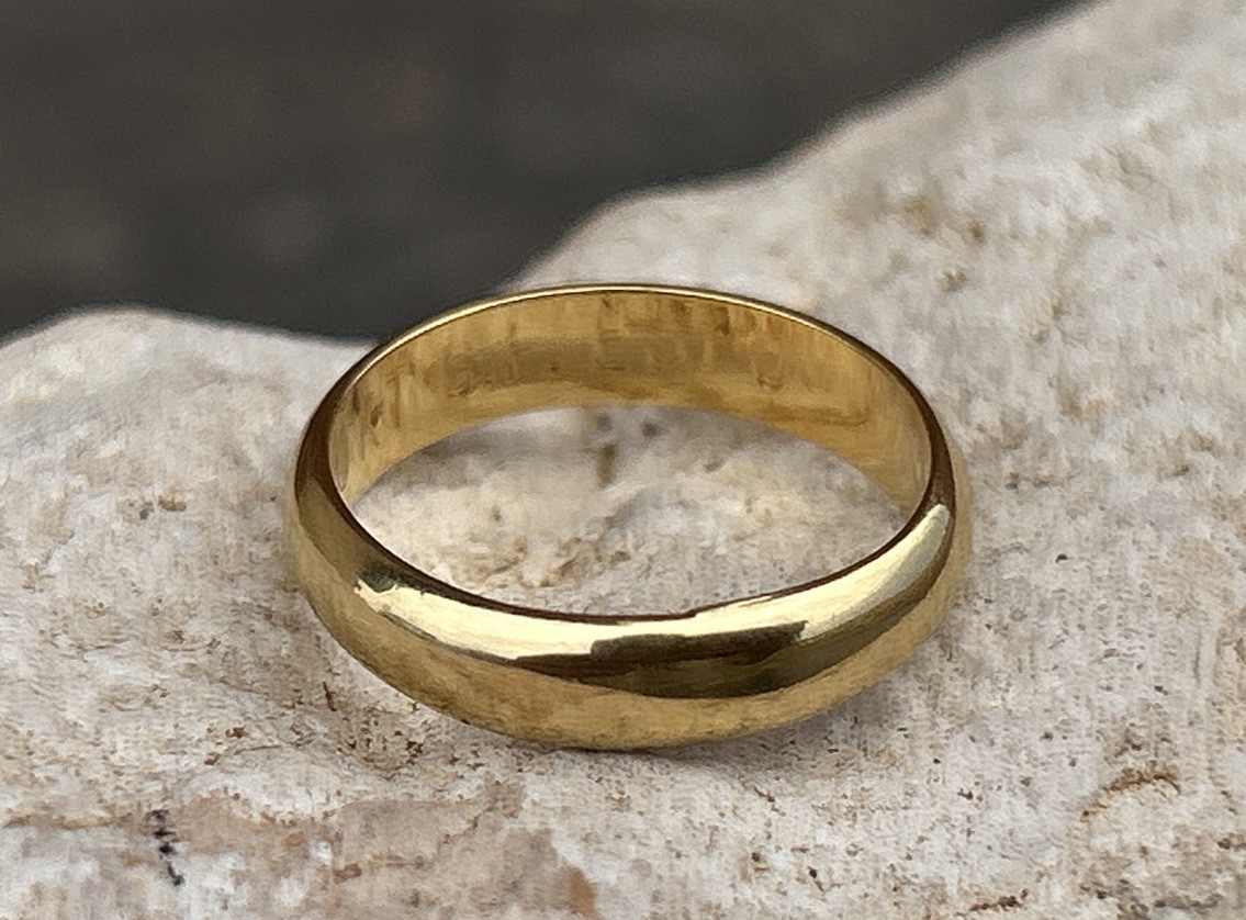 Signed ESPO 10k Gold Filled Ring Wedding Band Size 6 Vintage 4MM Wide Band