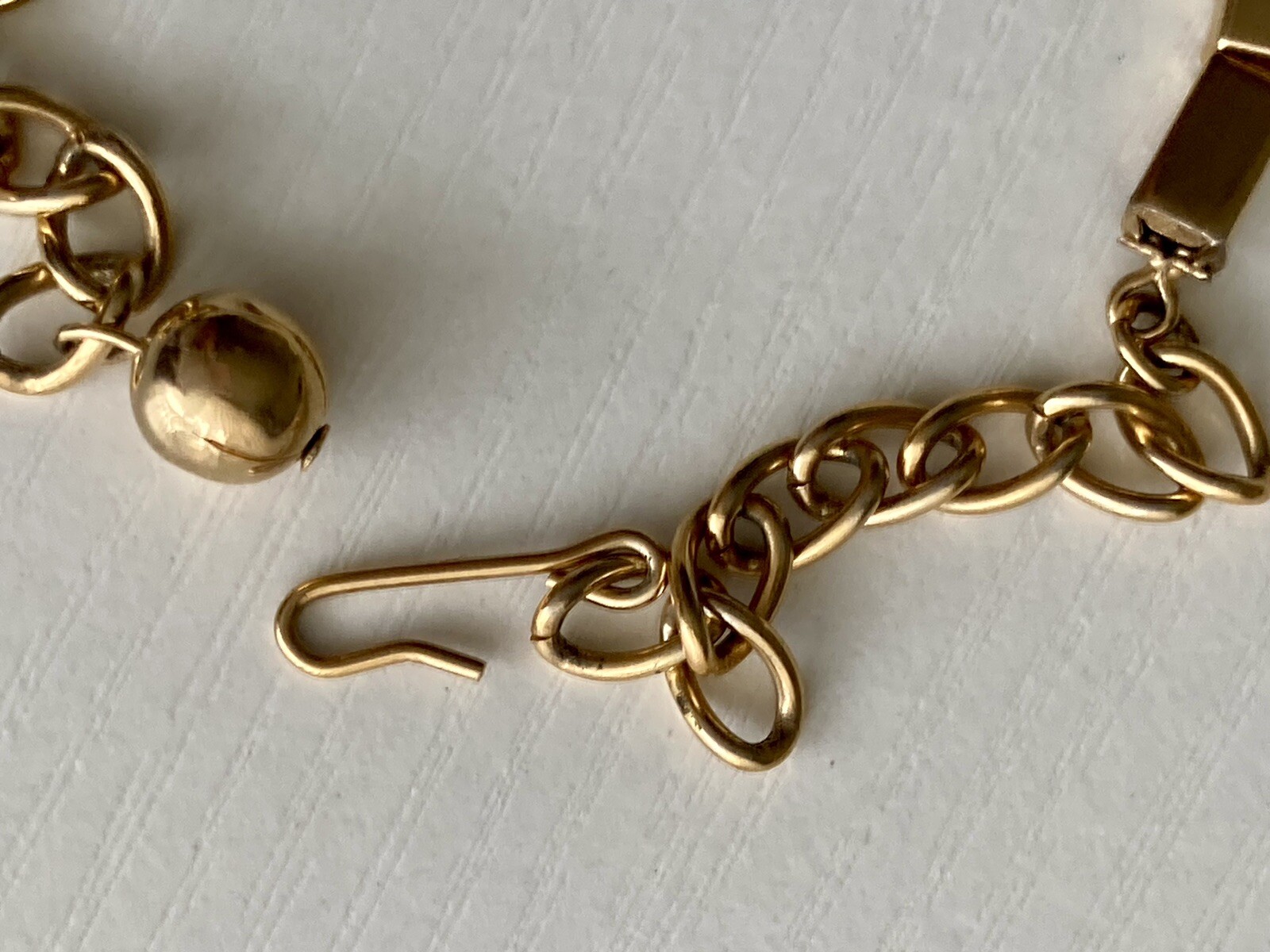 Vintage Rectangle Bar Box Link Chain Necklace 16” Gold Tone Adjustable 17.25g
