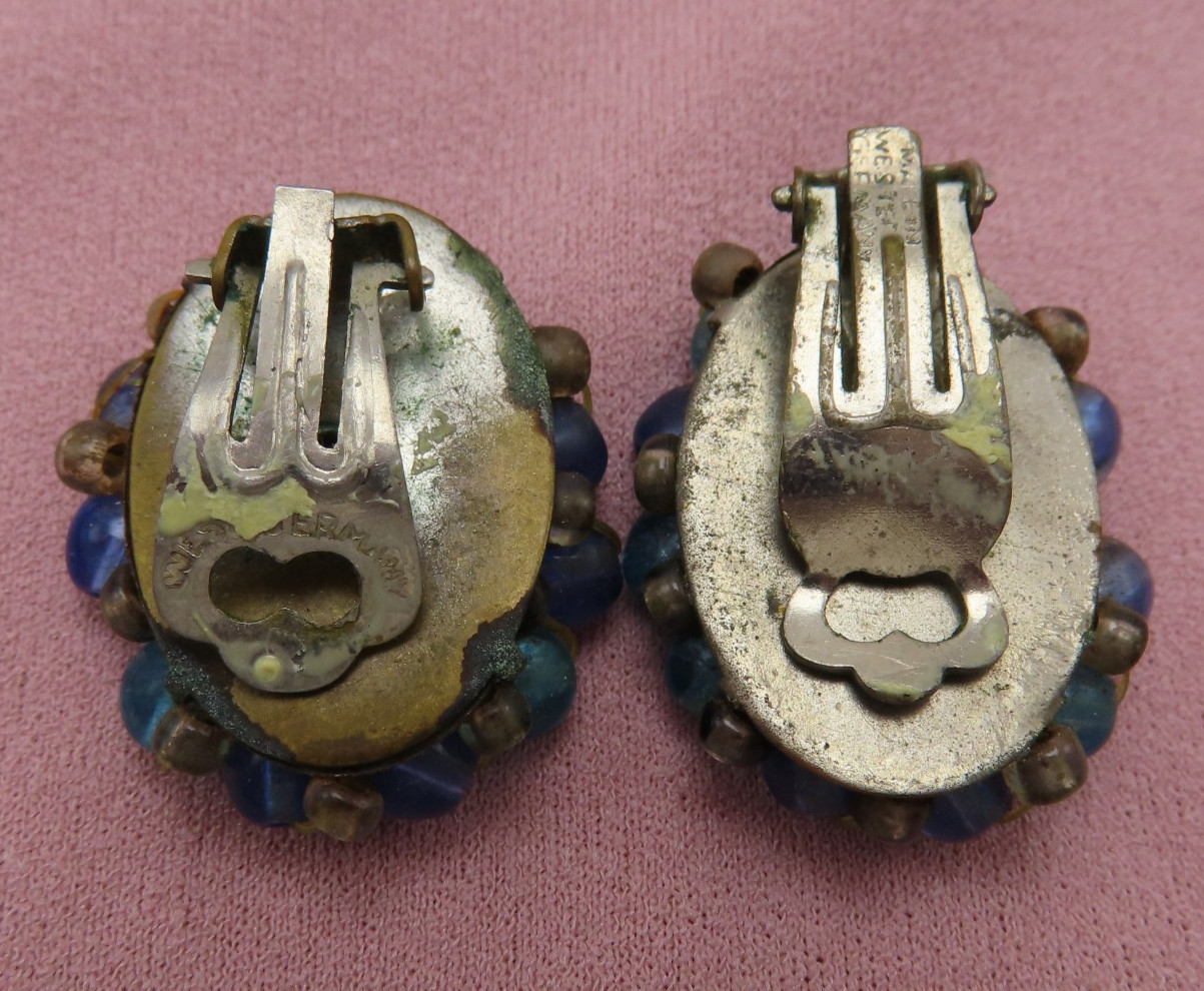 5 Pair Vintage Earrings Signed Clip Kramer Germany Japan Coro Beads Lot 442f
