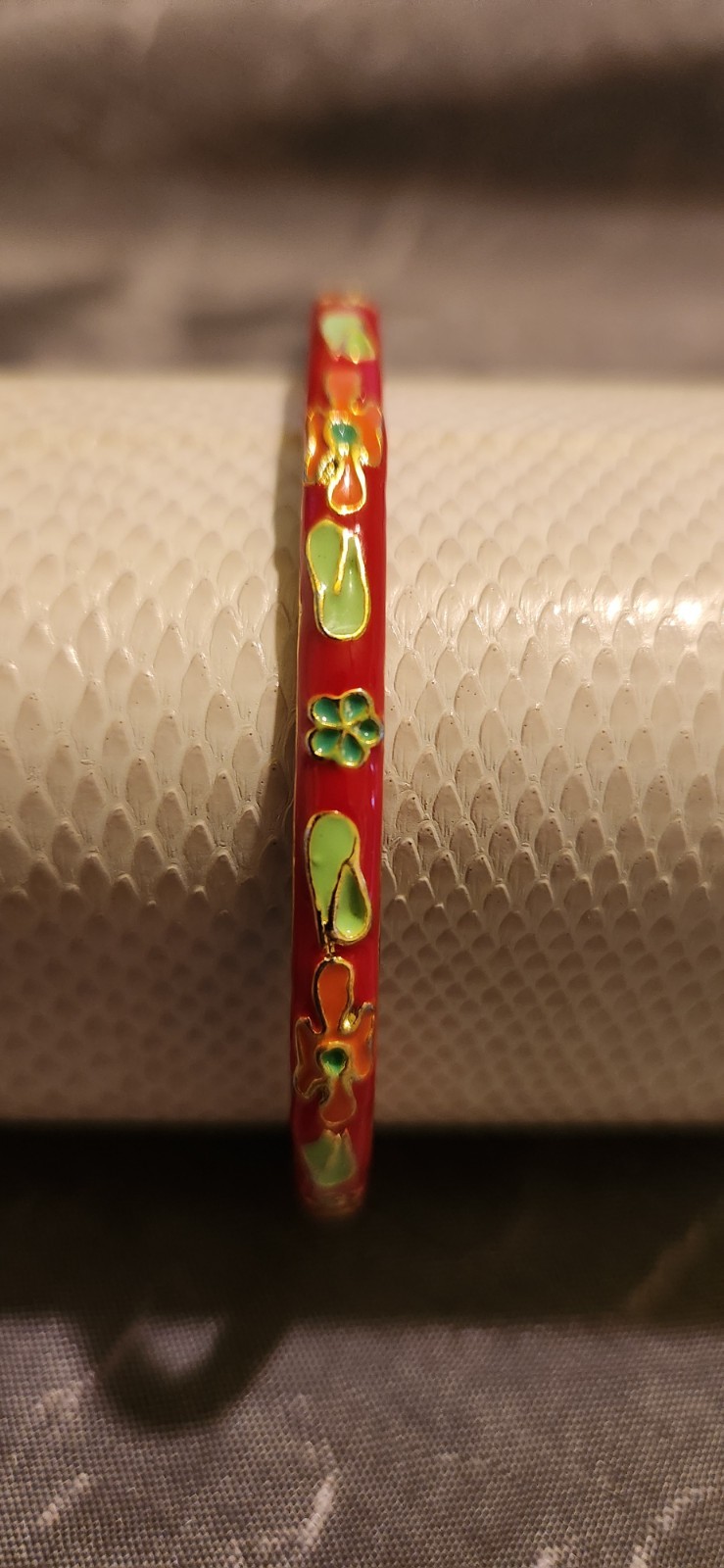 Cloisonne Bangle Bracelet Chinese Enamel Handmade Traditional Flower And Sandal
