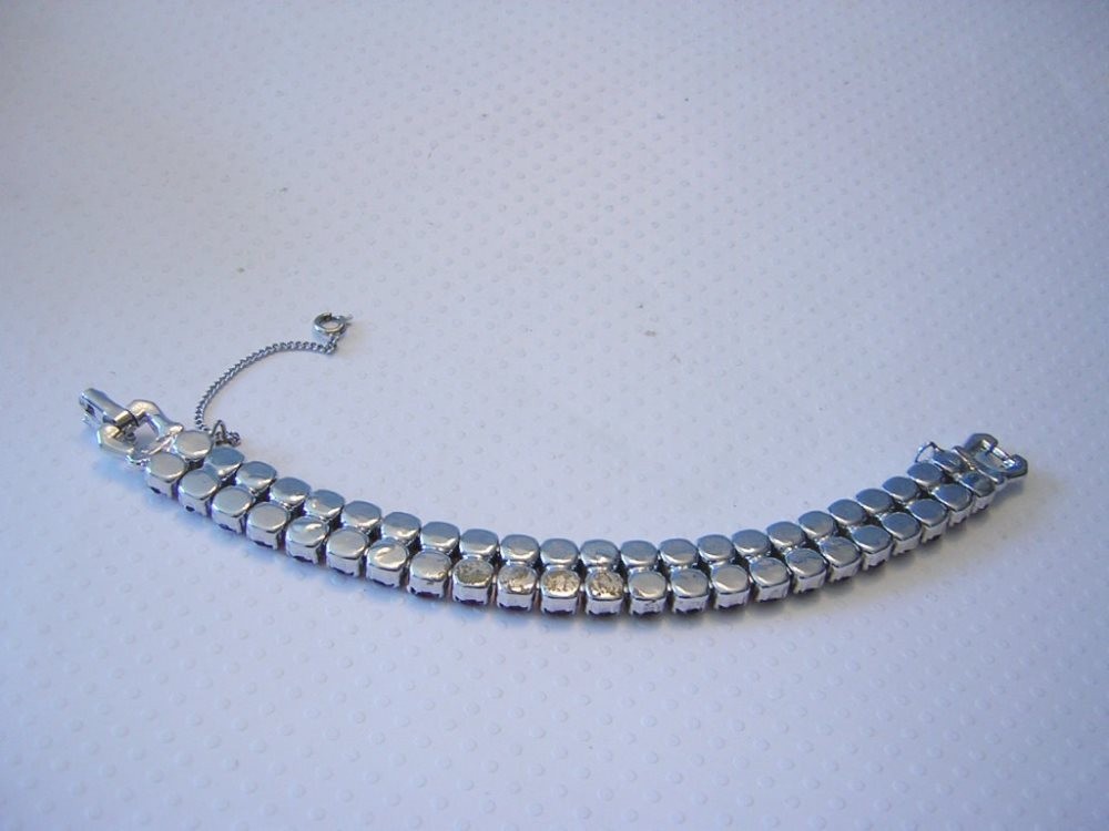 PUNCH PINK Designer 2 Rows Of Sparkling RHINESTONES Bracelet