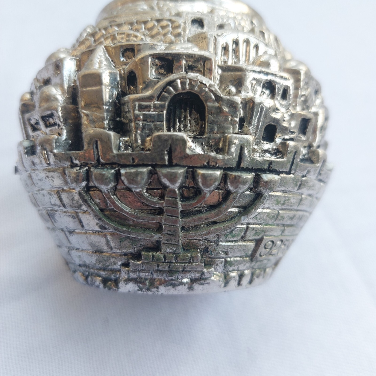 Vintage Jerusalem City Heritage Statue Made of Stone Plated with 925 Silver