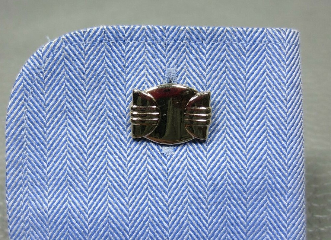 Vintage Banded Yellow Gold Plated Cuff Links
