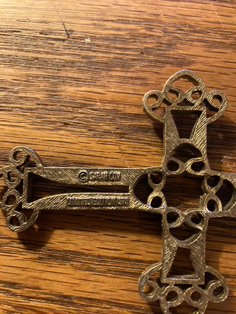 Vintage SARAH COVENTRY Cross Pendant Limited Edition 1973 Victorian Gold Tone