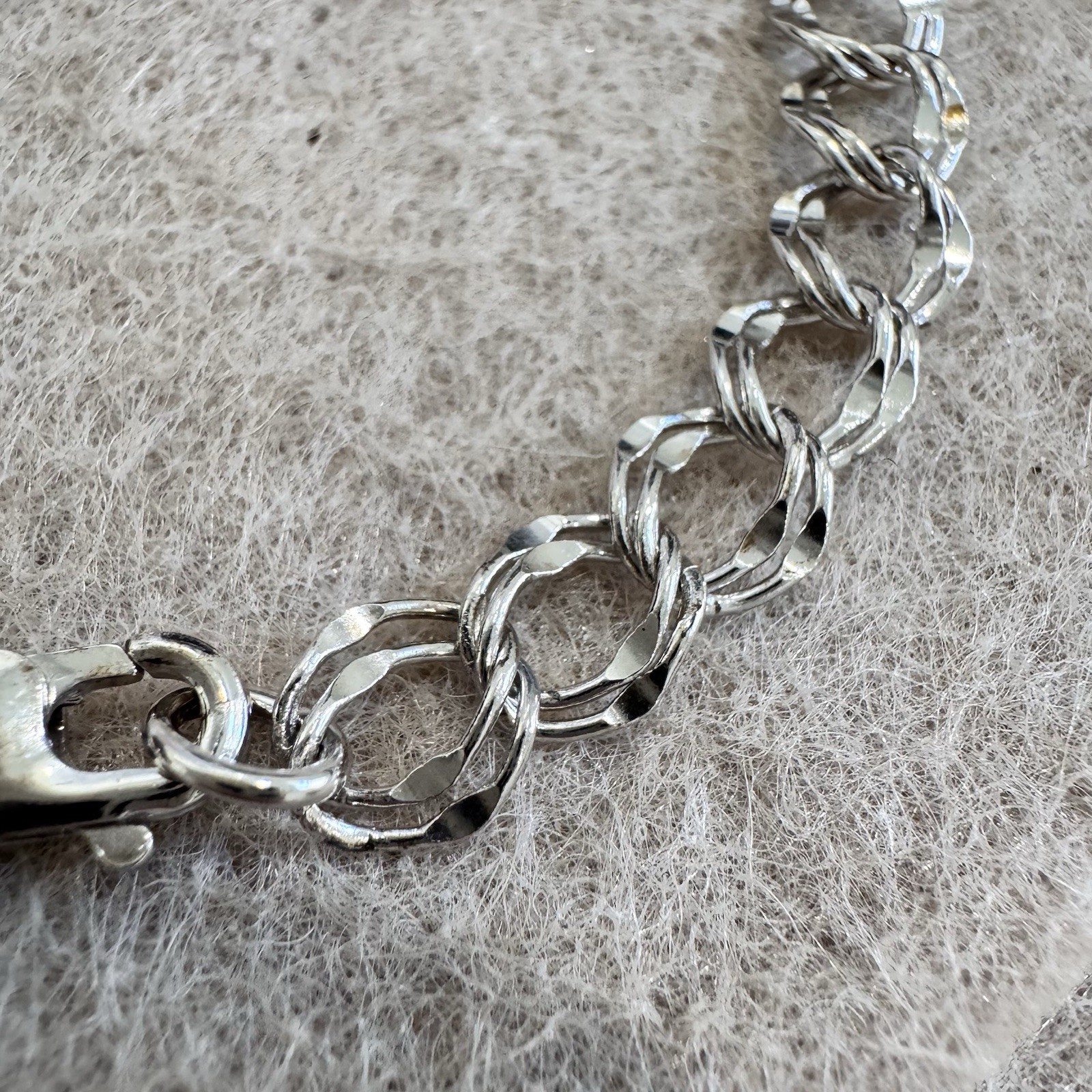 Vintage Sterling Silver Double Link Chain Bracelet Charm Jewelry 7.625 inch