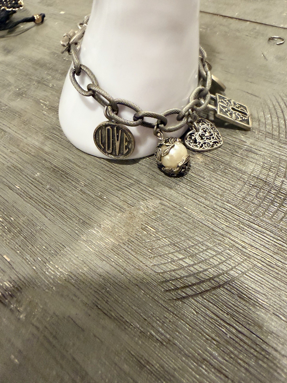 Vintage 90s Y2K American Eagle Brand Love & Luck Charm Bracelet