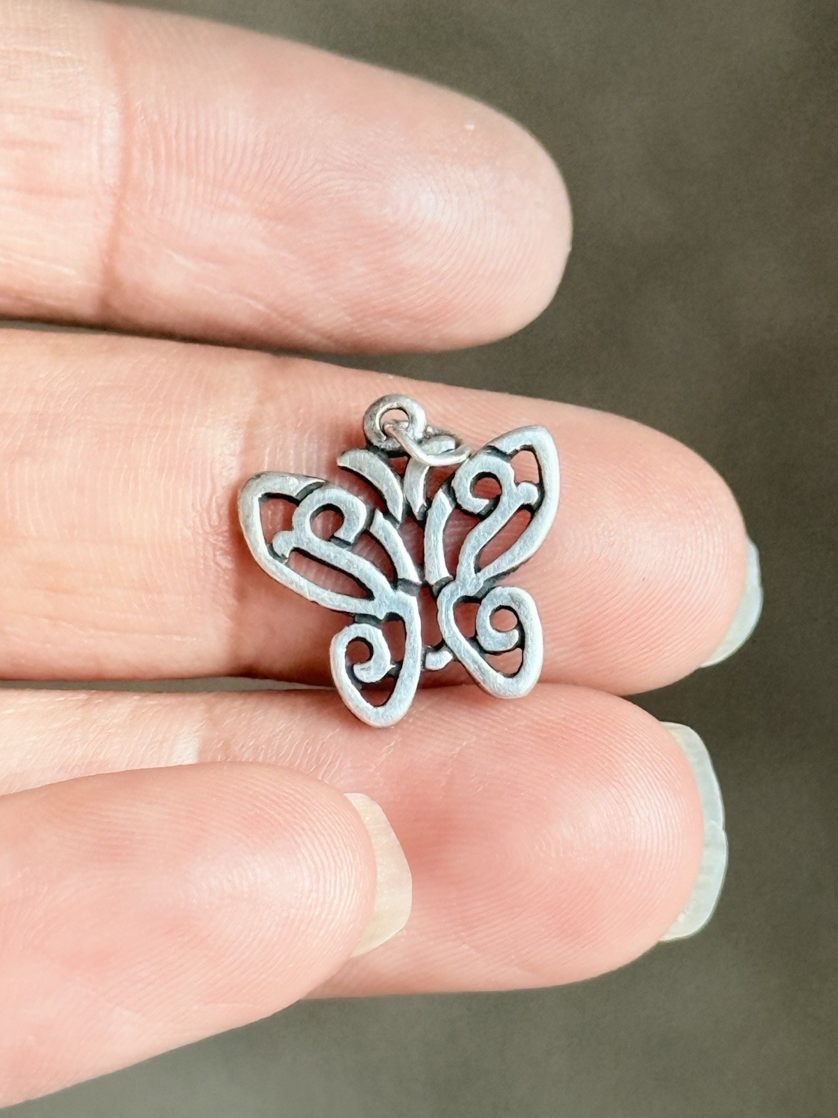 Vintage Retired James Avery Lace Wing Butterfly Pendant Charm Sterling Silver