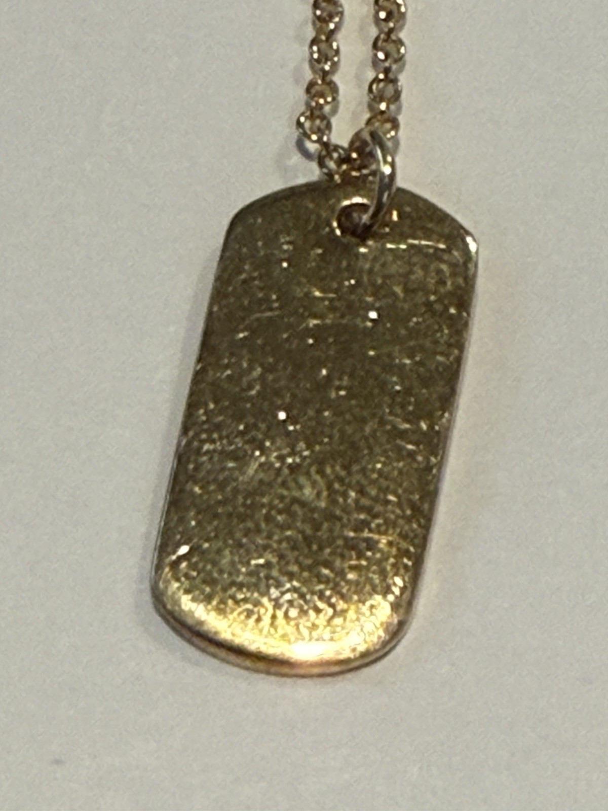 Vintage Sterling Forever Rose Pendant Necklace Gold Tone Dog Tag 18″ Adjustable