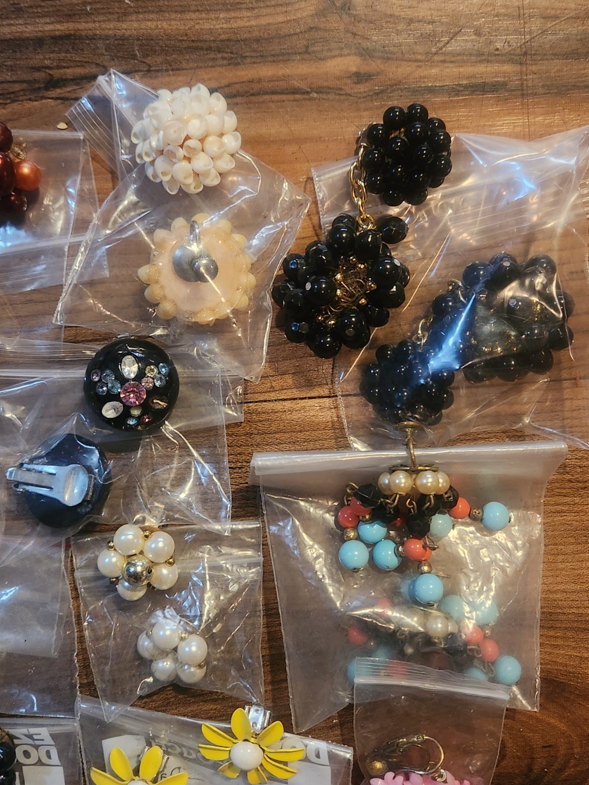 Vintage Flower Bloom Clip-On Earring Lot of 15 Signed Hong Kong Japan & Unsigned