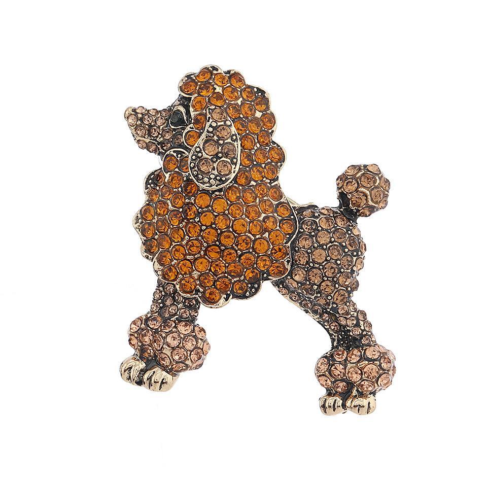 2-color Sparkling Rhinestone Poodle Dog Brooches Women Animal Party Brooch Pins