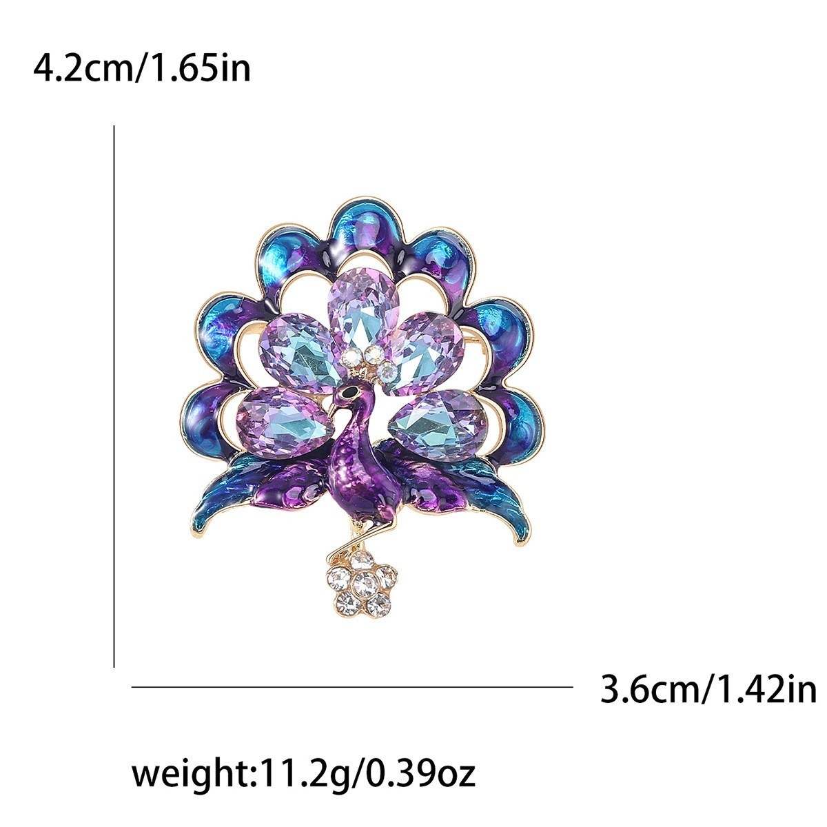 Style Peacock Bird Rhinestone Crystal Cyan Brooch Pin Pendant Flower Jewelry
