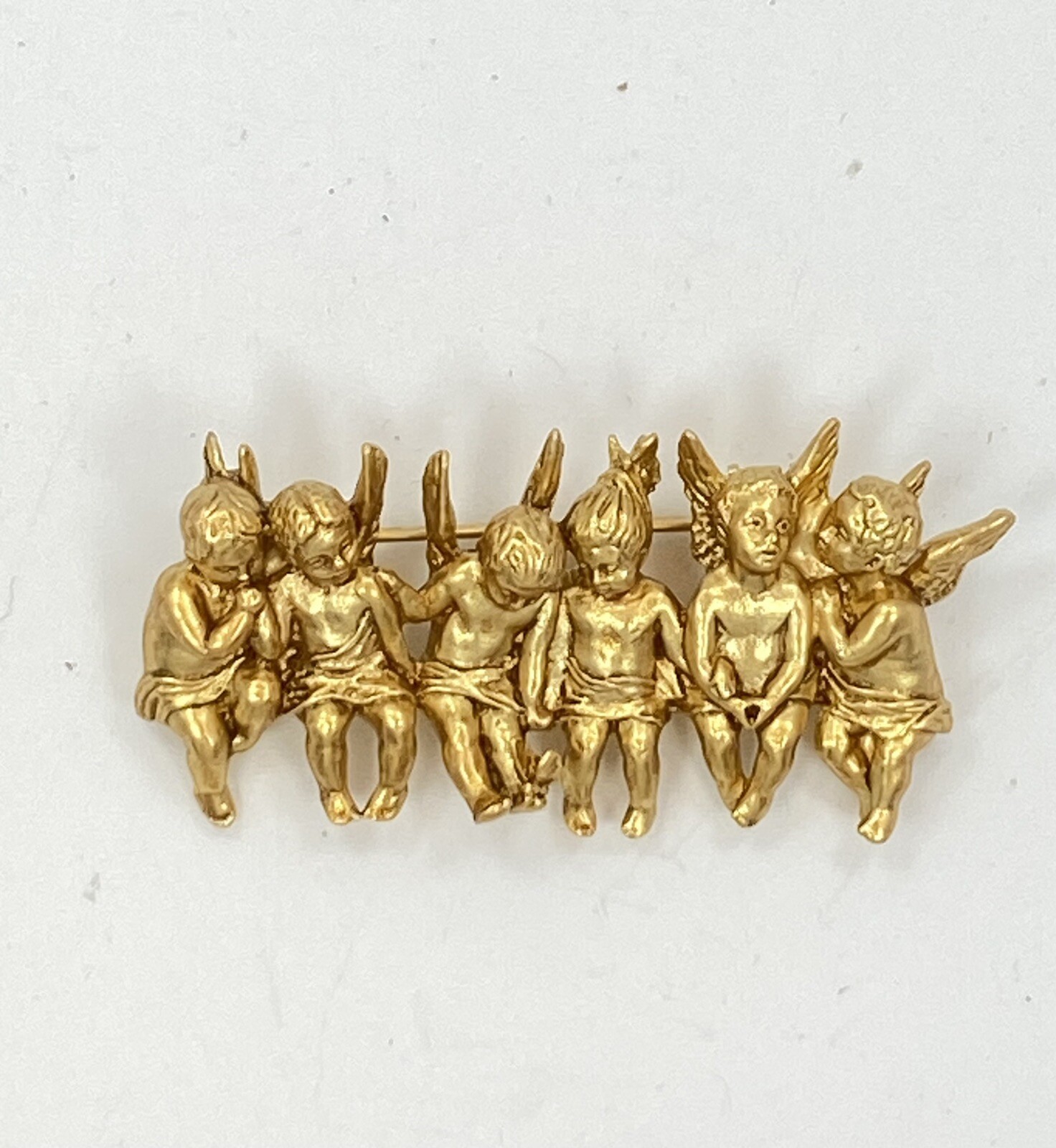 I Am Edgar Berebi My All In A Row Angel child Vintage Brooch pin jewelry 24kplat
