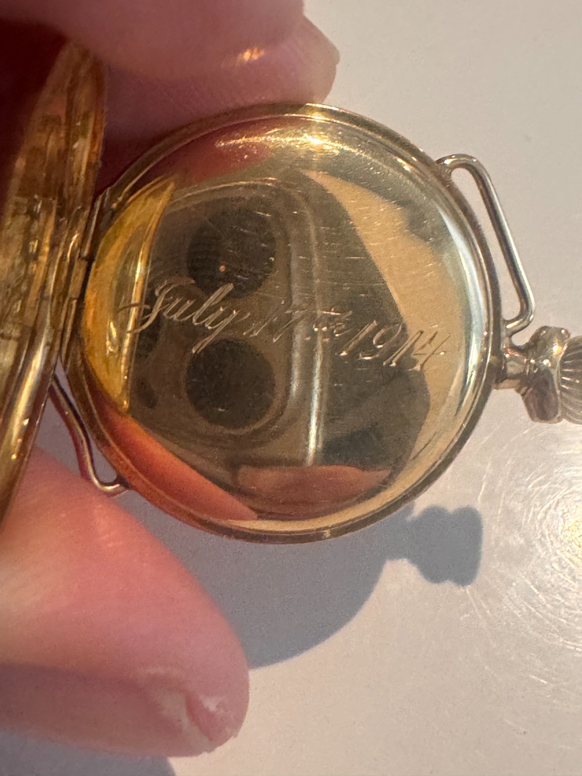 Antique Elgin 14K Gold Trench Watch, 1914 Production Year.