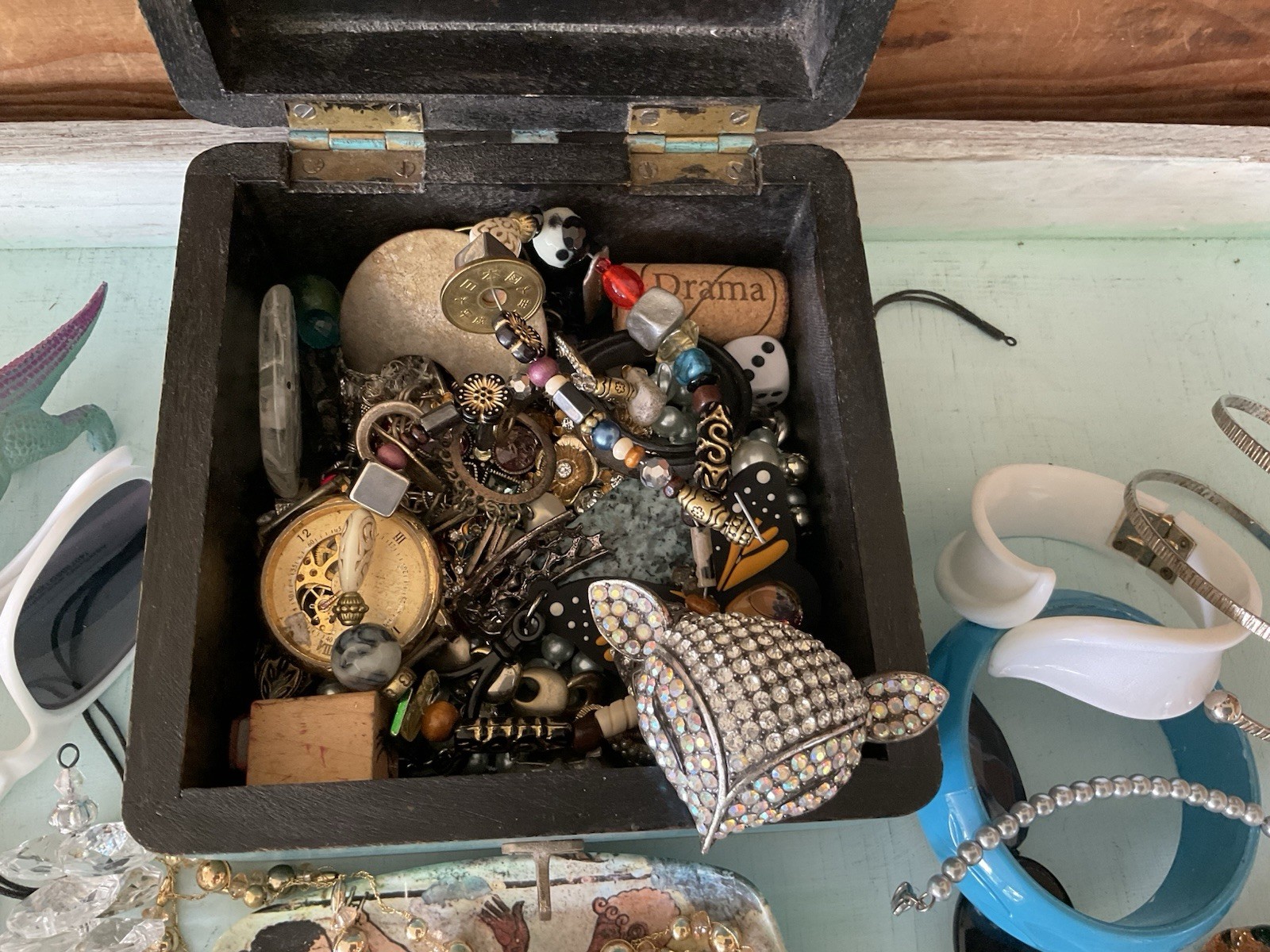 Vintage to modern Jewelry junk drawer Lot Harvest scrap wear repair Fun pieces!
