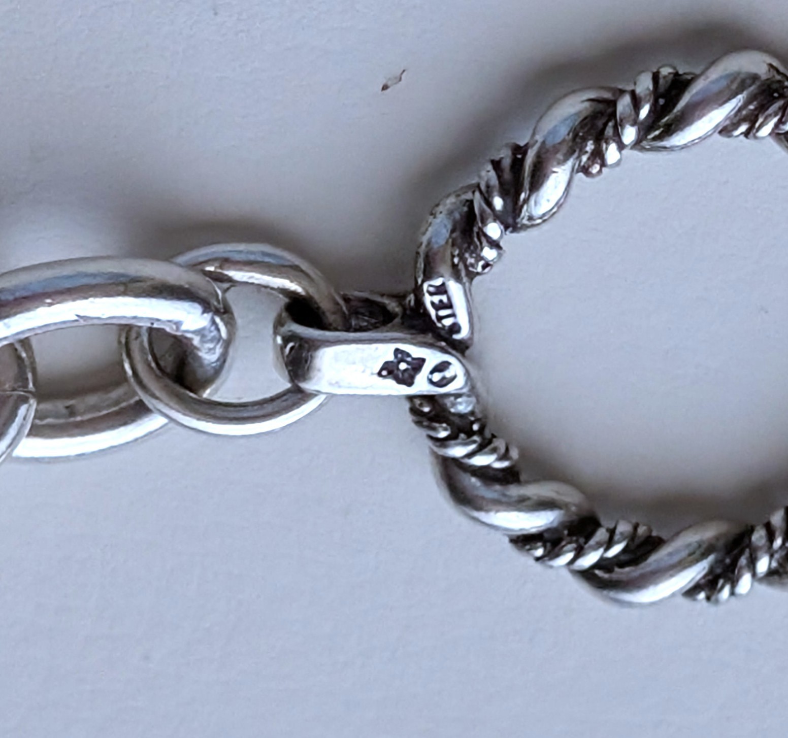 Joan Slifka Sterling 925 Heart Angel Cross Love Luck Charm Two Sided Bracelet