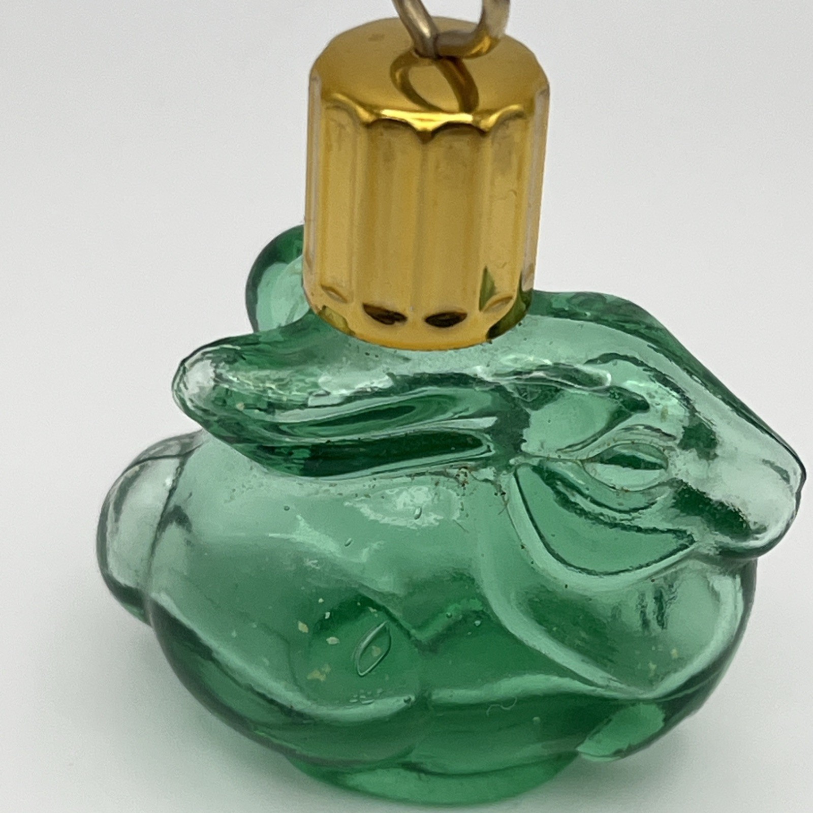Vintage Max Factor Green Glass Rabbit Perfume Pendant