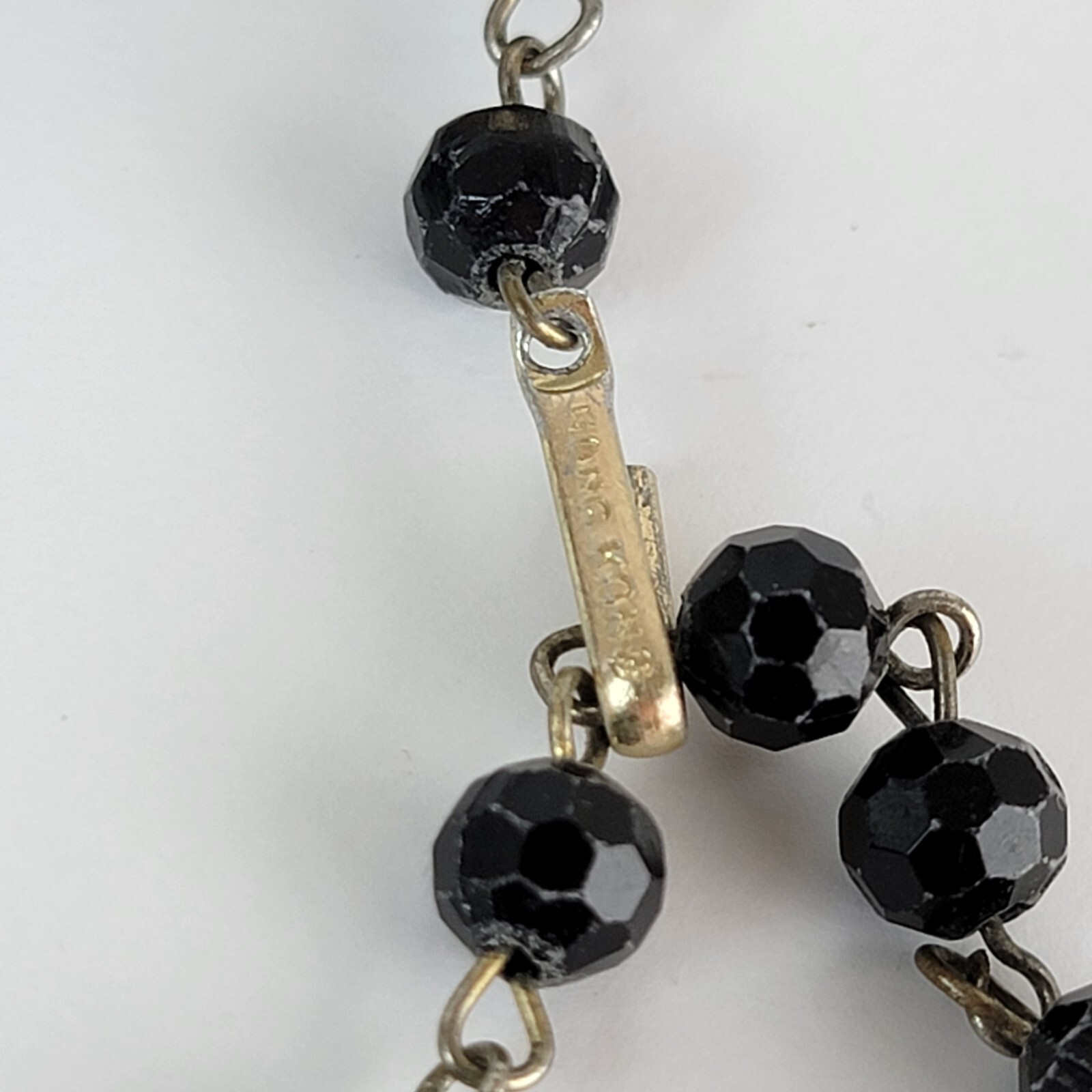 Vintage Hong Kong Black & Gold Seed Bead Multi Strand Necklace 21 in Hook Clasp