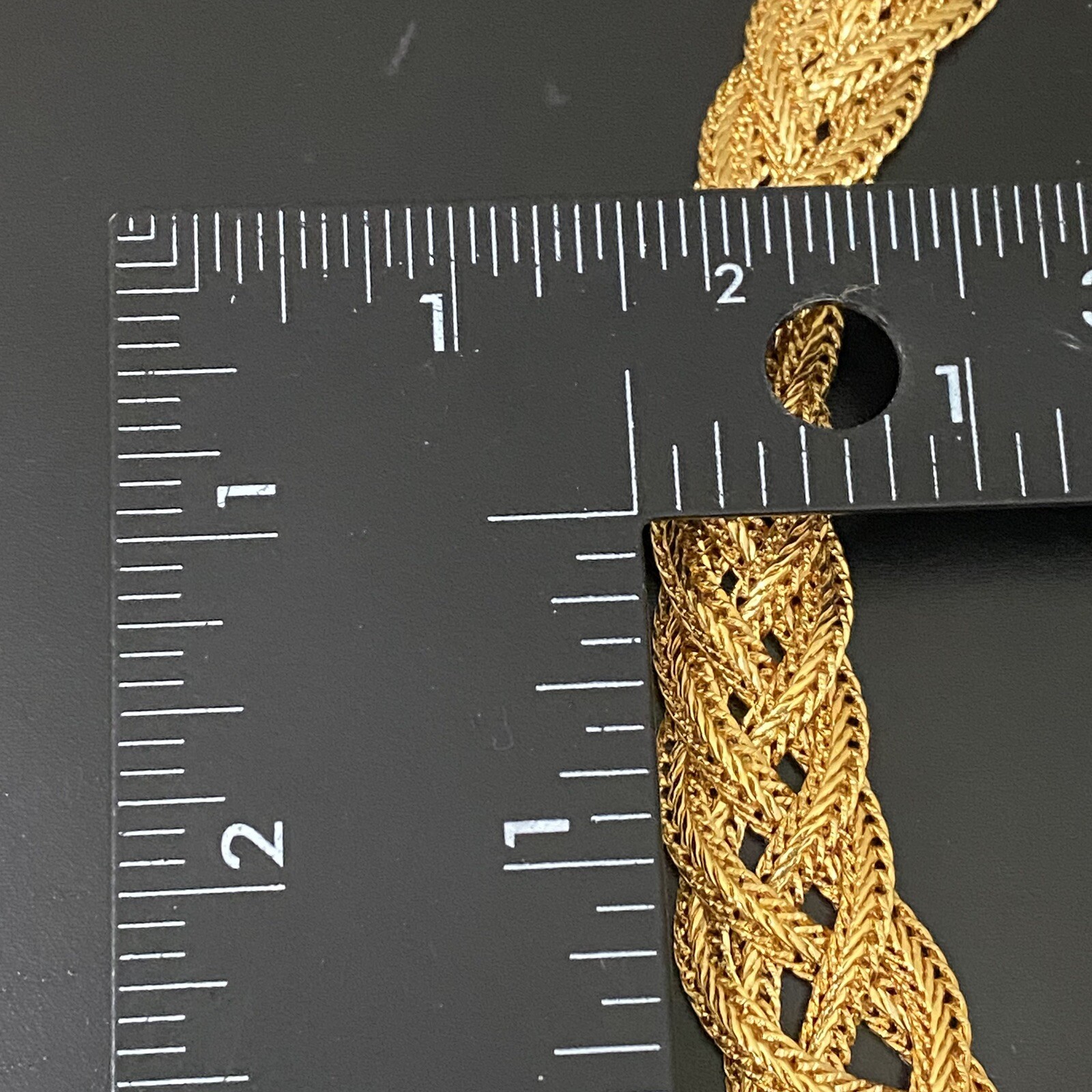 Vintage Unsigned Gold Tone Braided Chain Collar Runway 18” Necklace 58g.