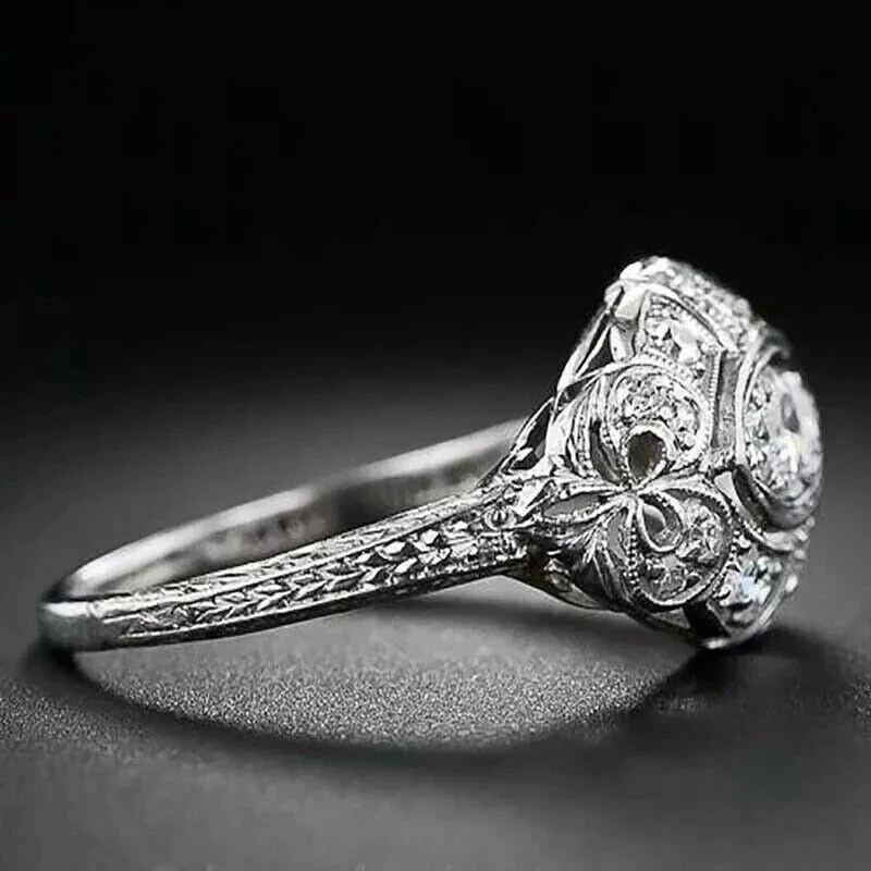 Art Deco Style 3.25Ct Lab Created Diamond Anniversary 14K White Gold Finish Ring