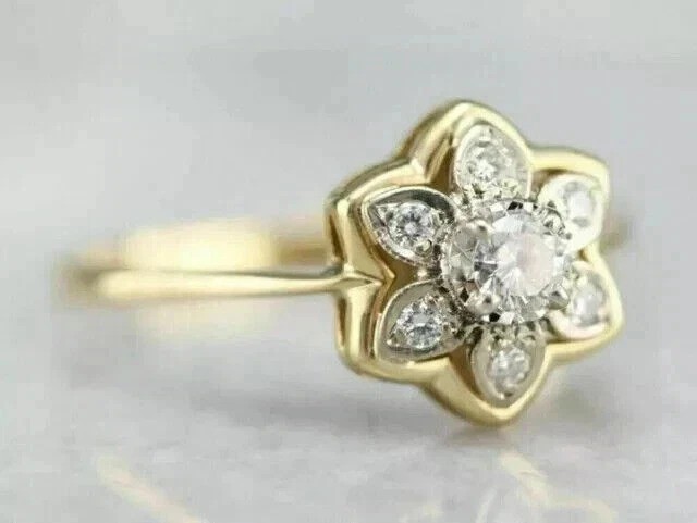 2.1Ct VVS1 Round Cut Lab Created Diamond Anniversary 14K Yellow Gold Finish Ring