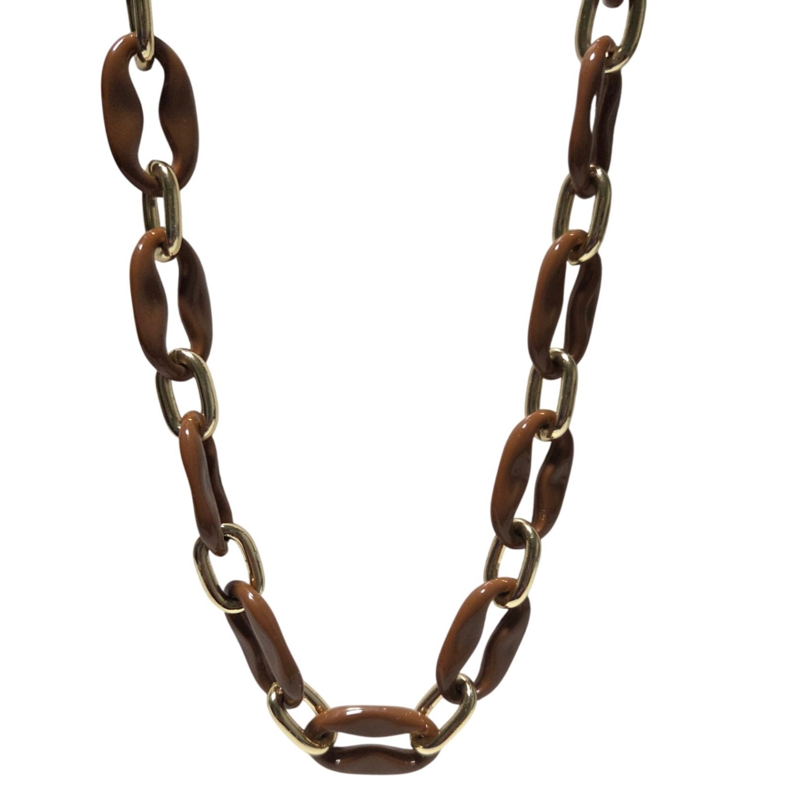 Chunky Brown Chain Necklace Acrylic Links Modern Contemporary Urban Streetwear