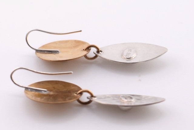 Marjorie Baer Mixed Metals Dangle Earrings Brass and Silver MB SF