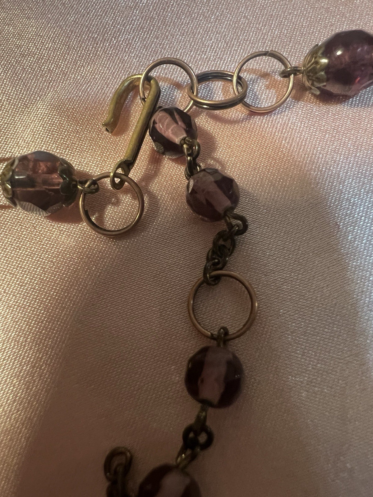 Antique Victorian Bohemian Czech Garnet Amethyst Necklace Signed *AS IS see pics