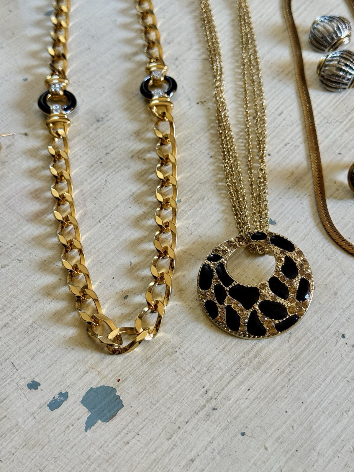 Vintage To Now Gold Tone Wearable Costume Jewelry Lot 9 Pieces