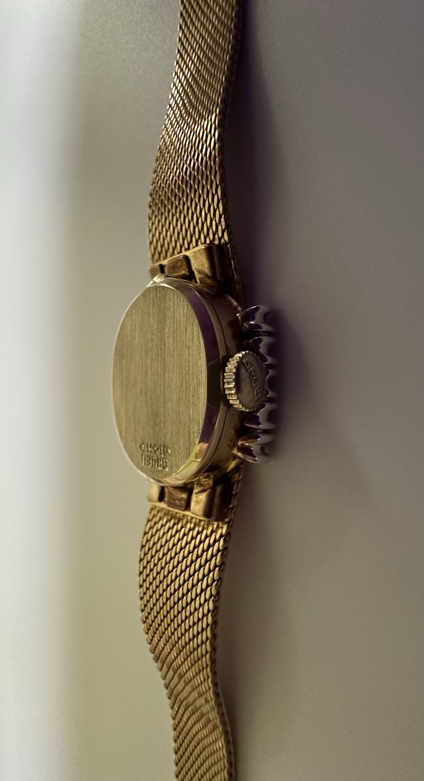 Vintage Gruen Precision 14K Gold Case 10 Diamonds Ladies Wristwatch