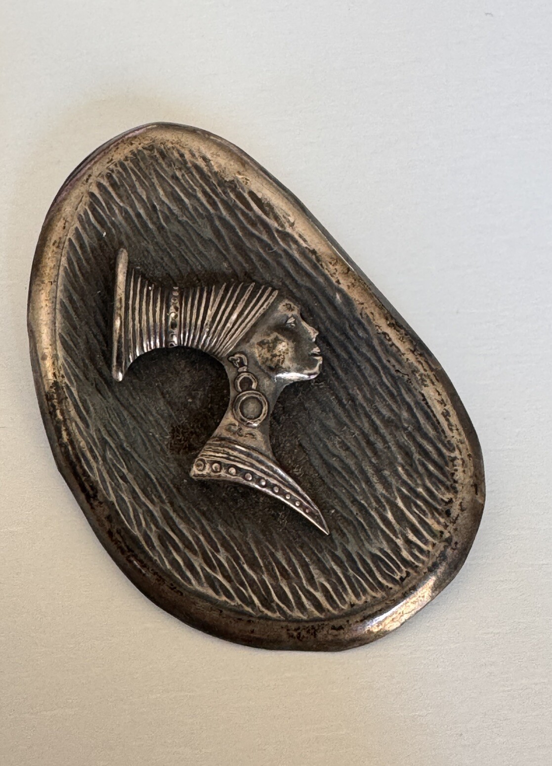 Vintage Nefertiti Brooch Pendant 925 Sterling Silver Handmade Israel Art Jewelry
