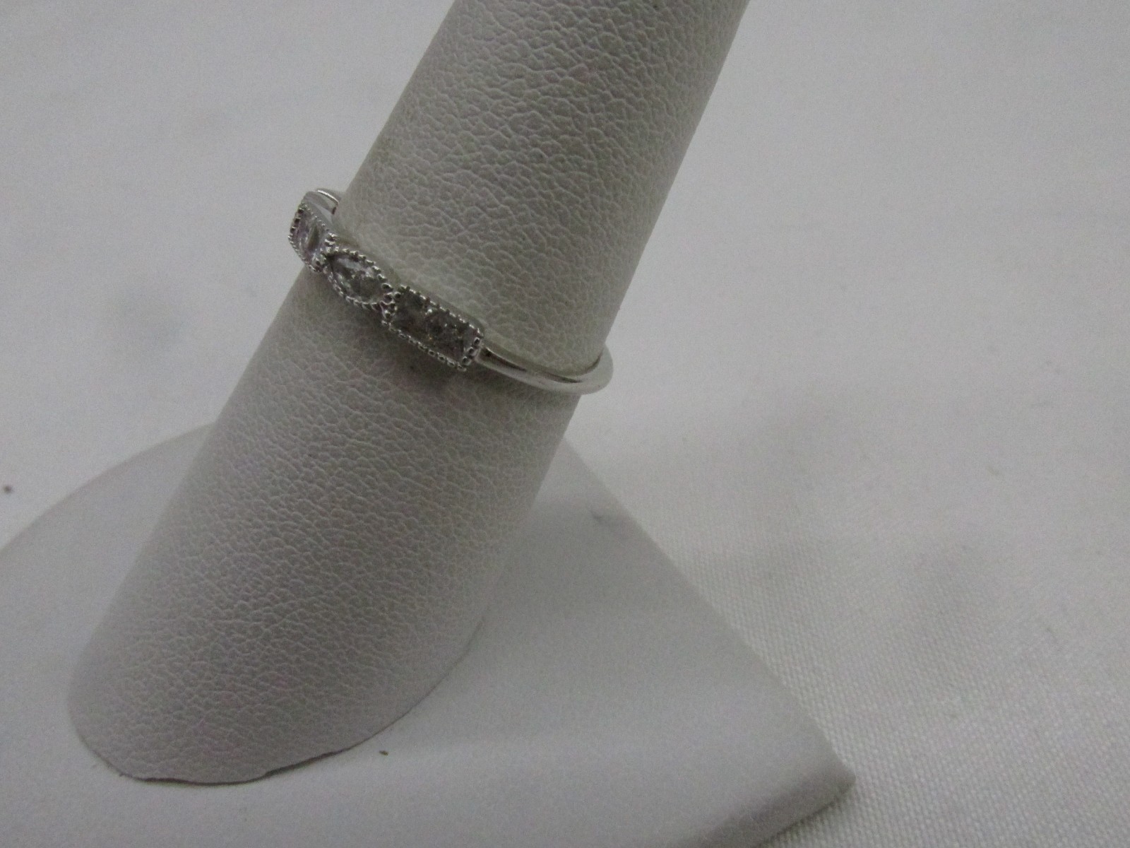 Vintage Sterling Silver Clear Multiple Shape Design Band Style Ring Sz 7 #319