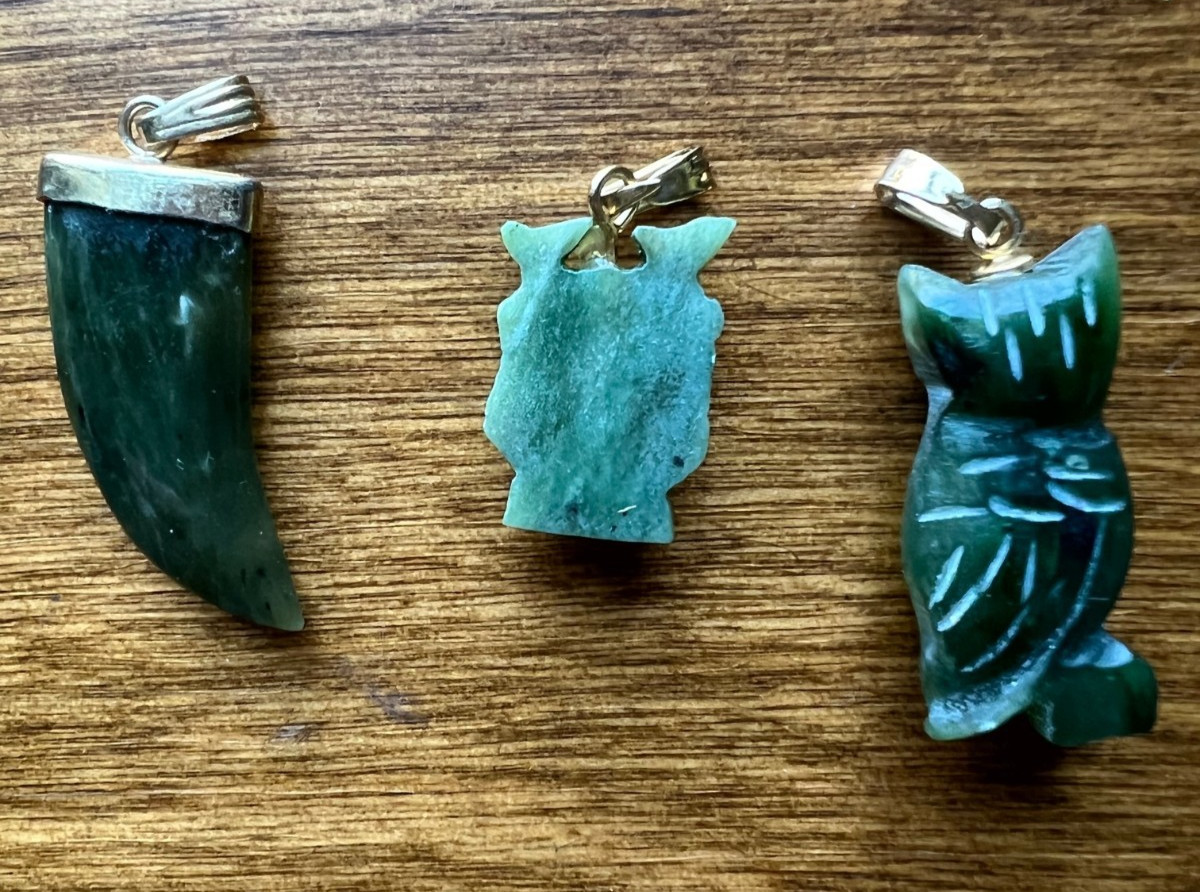 Stunning Nephrite Jade Bundle includes 3 unique pendants with metal unknown
