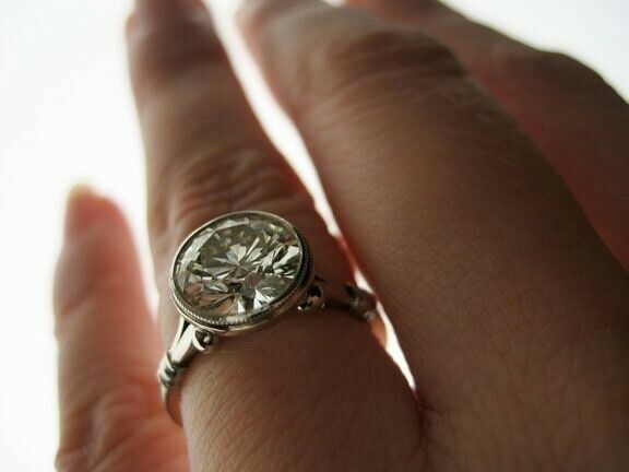 Art Deco Round Cut Lab Created Diamond Engagement 14Ct White Gold Filled Ring