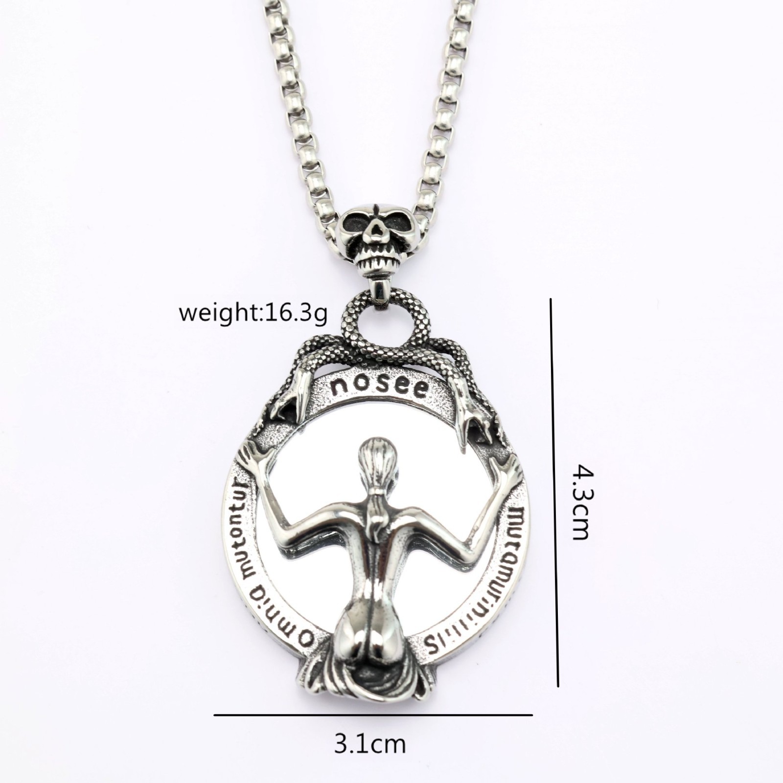 Retro Stainless Steel Men’s Pendant Gothic Magic Mirror Necklace