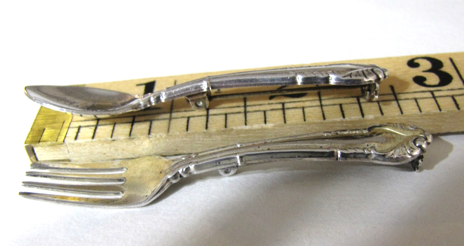 Vintage Sterling Silver Spoon Fork Brooch Pin Set Washington DC Souvenir 2.5″ SB