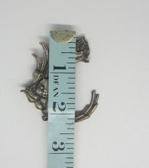 Silver Tone Rabbit With Flowers Tulips Brooch Pin Unsigned Easter Gift