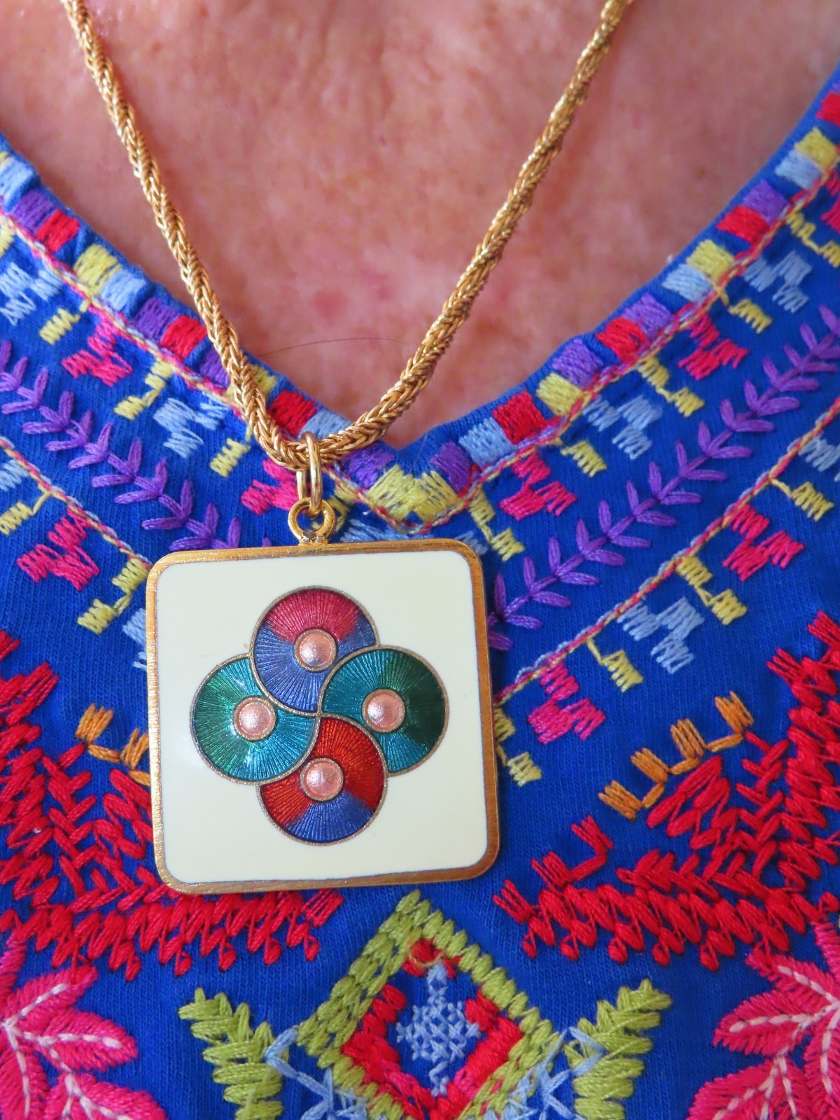 Vintage 1980’s Enamel Abstract Design Pendant