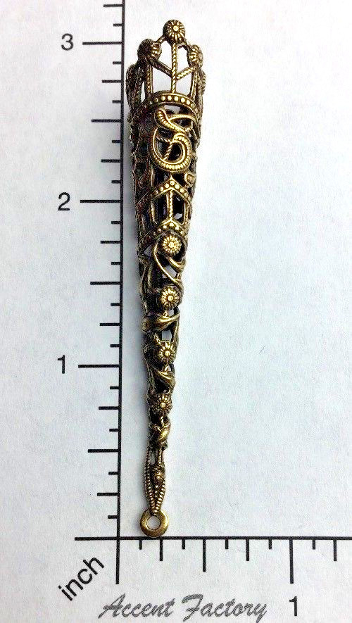 13153 Brass Oxidized Large Tussie Mussie Victorian Holder