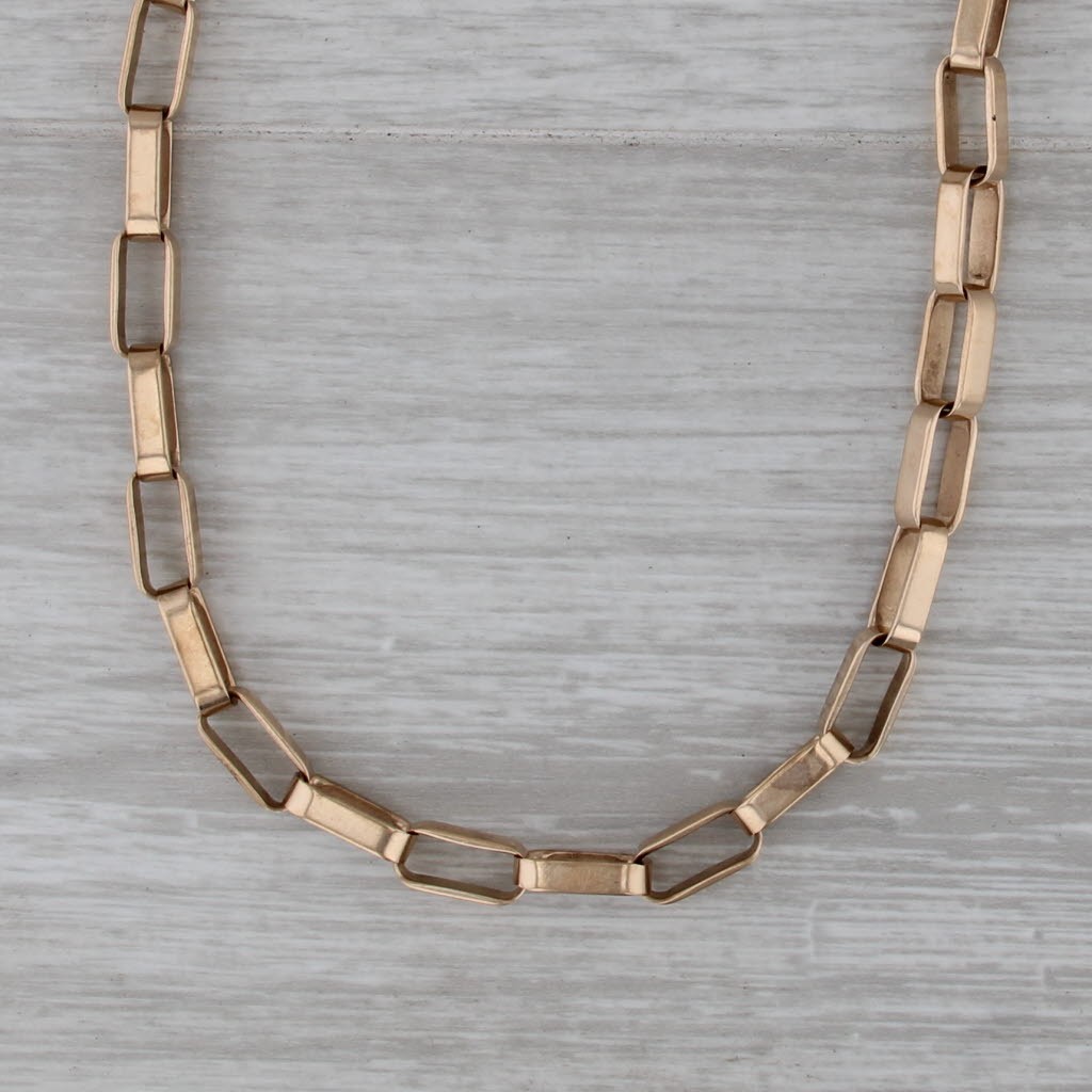Antique Elongated Cable Chain Watch Chain Necklace 15.5″ 14k Yellow Gold